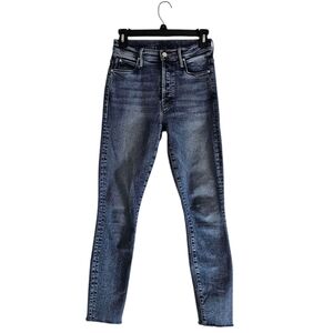MOTHER The Stunner Ankle Fray High Rise Whiplash Blue Skinny Jeans 25 Preowned